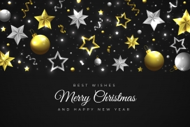 金银圣诞星星装饰球素材