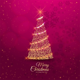 红色背景图的金色圣诞树