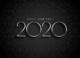2020质感银色新年快乐贺卡