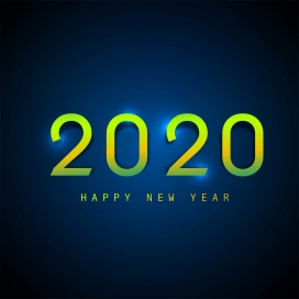 黄绿色2020新春立体字