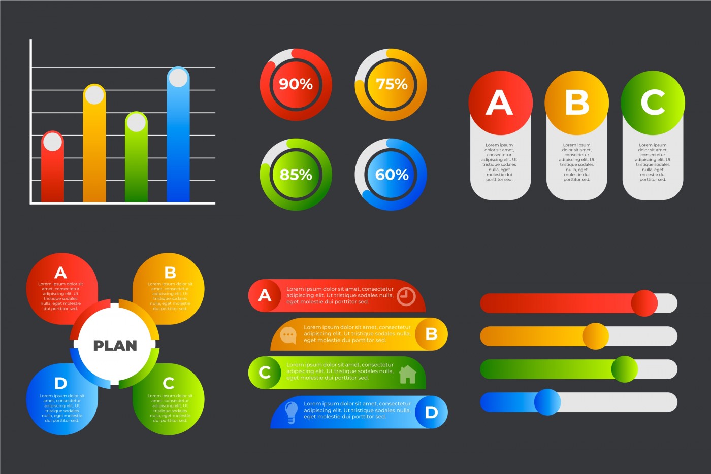 多彩渐变数据信息图表元素图片