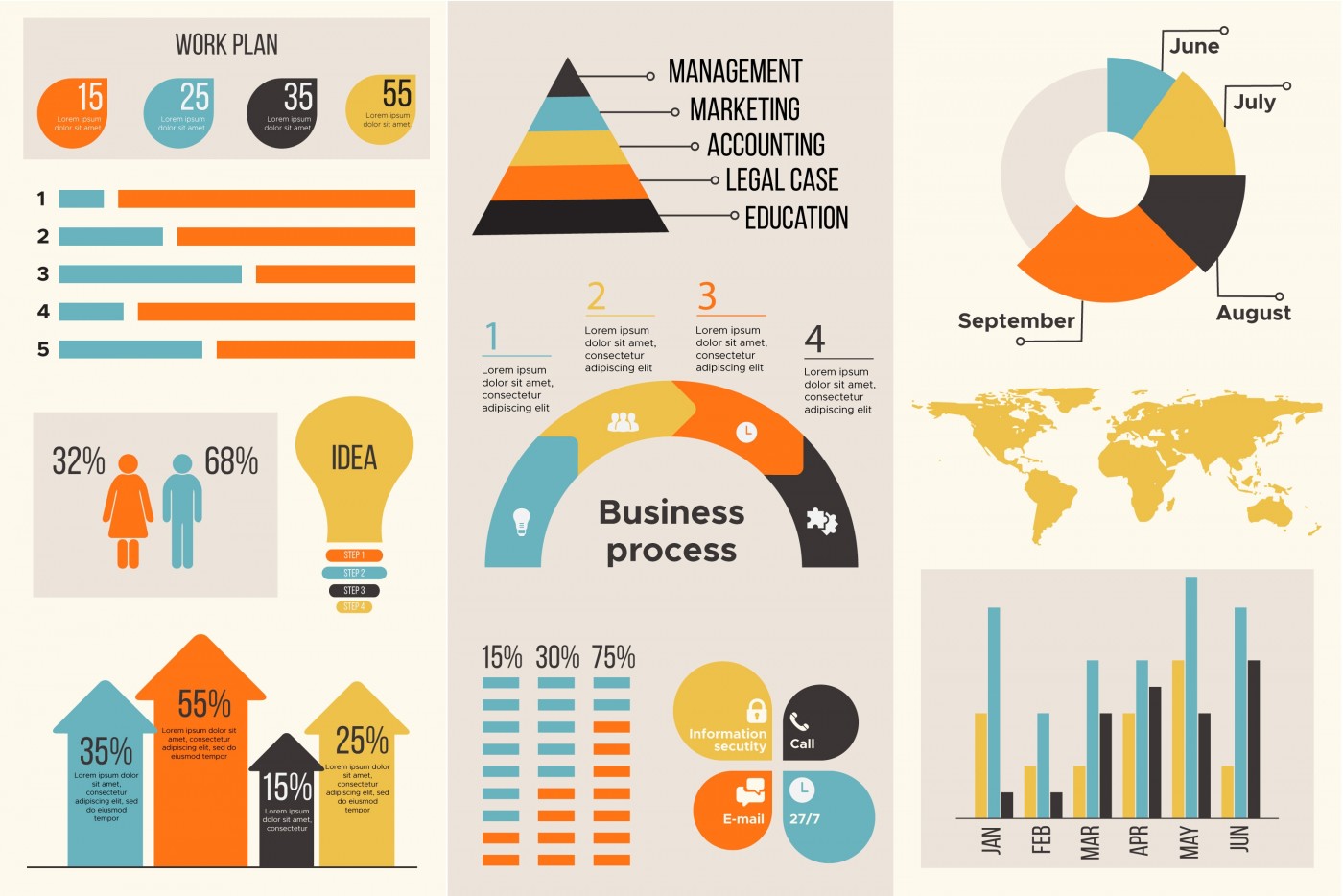复古颜色平面设计图表图片