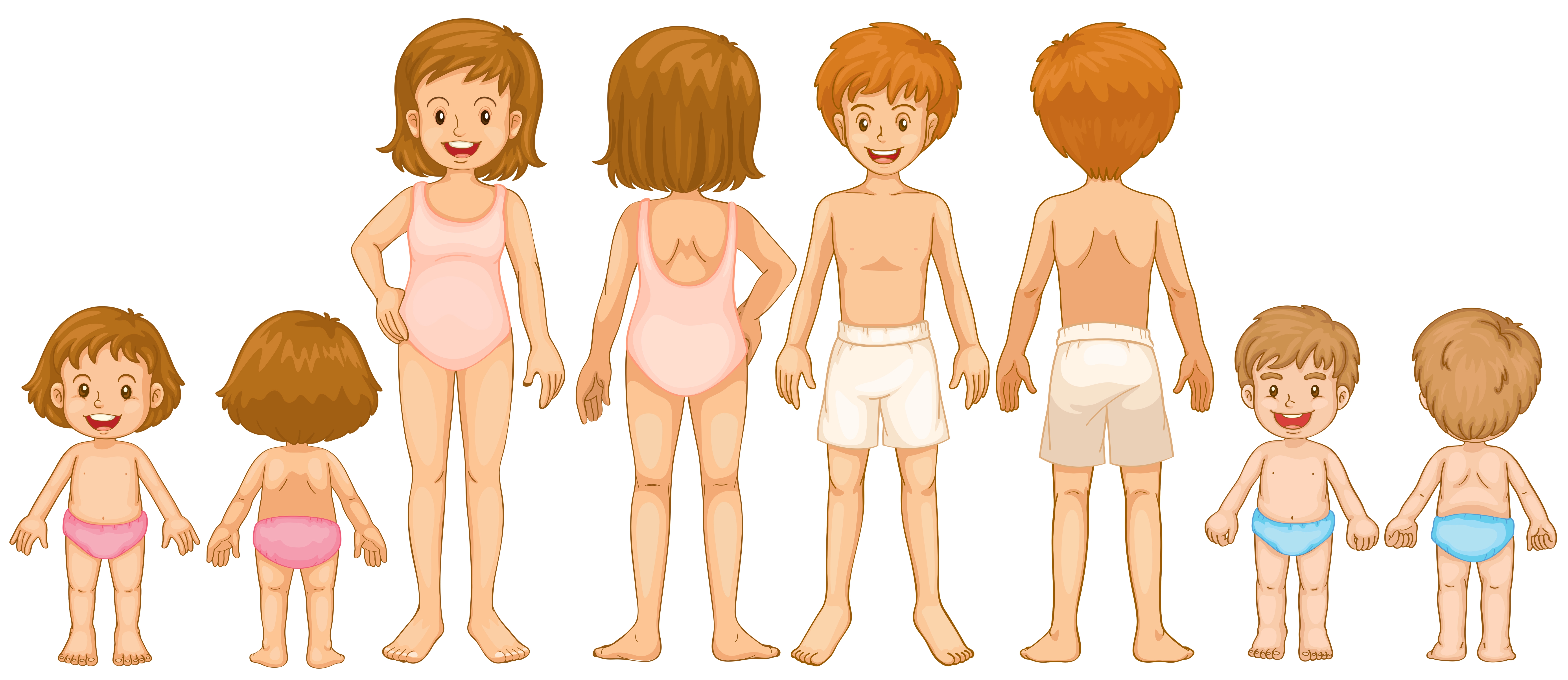 沙滩一家卡通人矢量素材下载