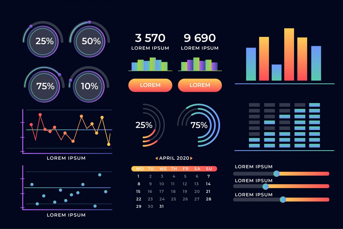 五彩渐变色的图表信息素材图片