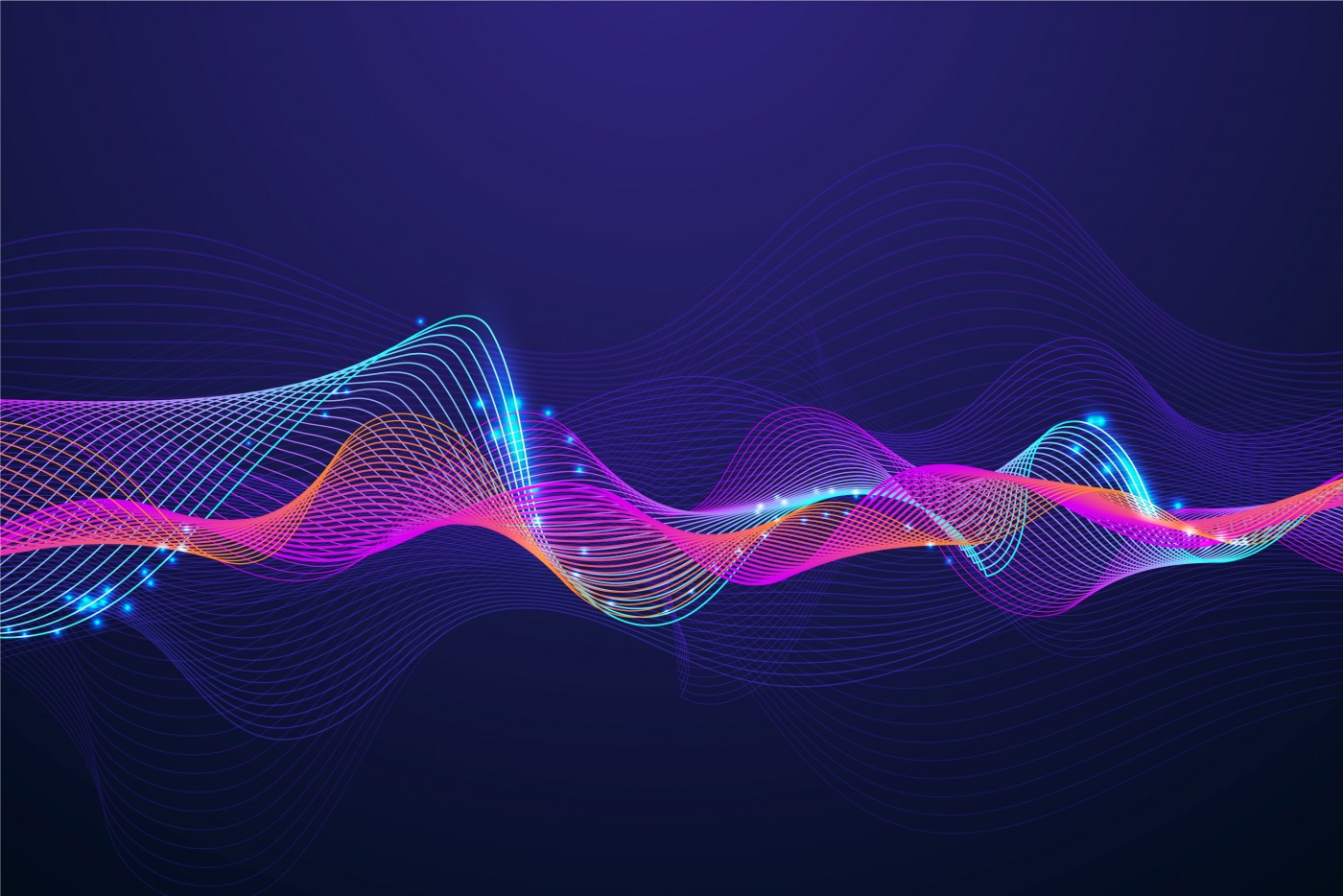 彩虹色渐变曲线波浪背景图