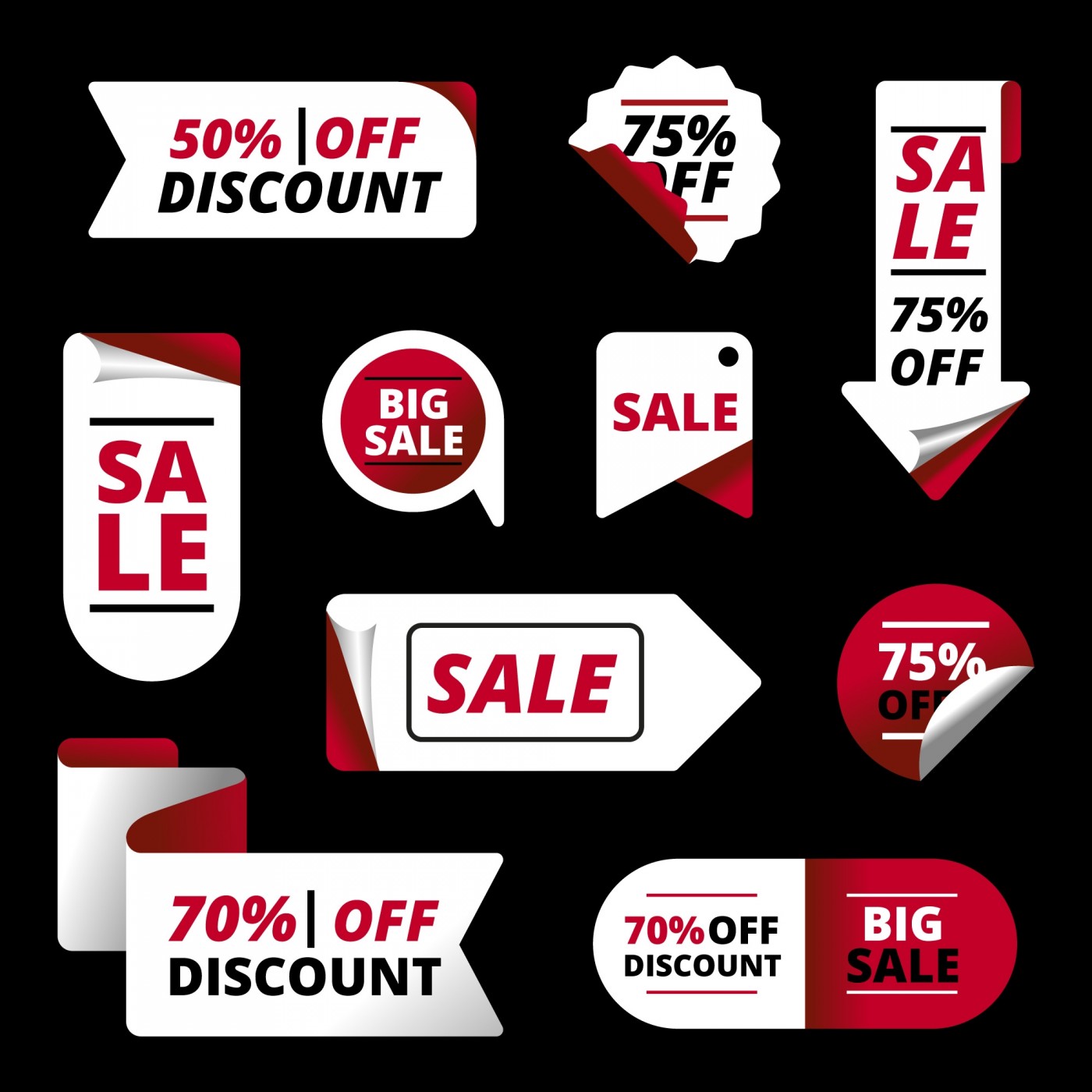 卷边折扣标签素材下载图片