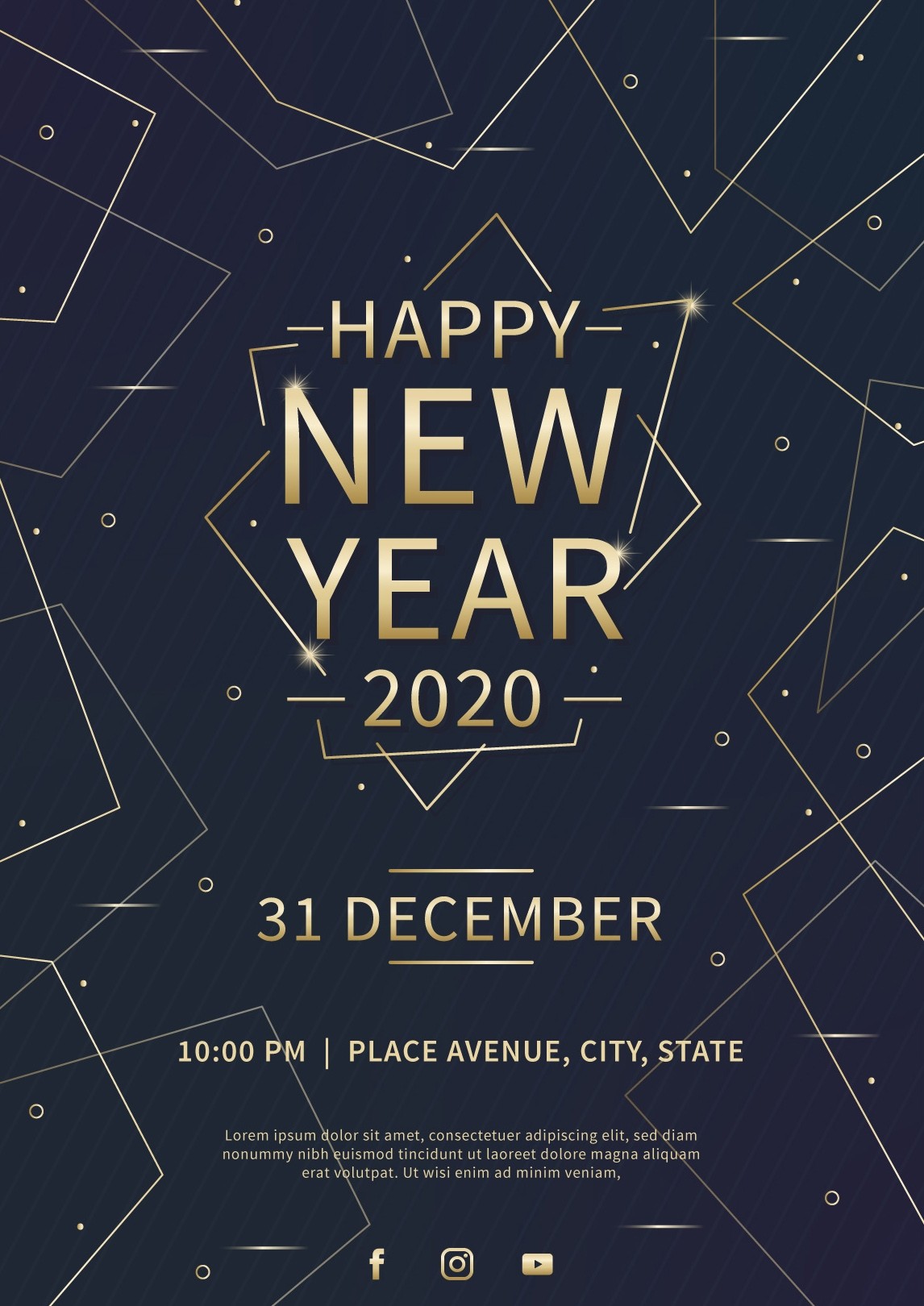 质感2020金箔线性贺岁海报素材下载图片