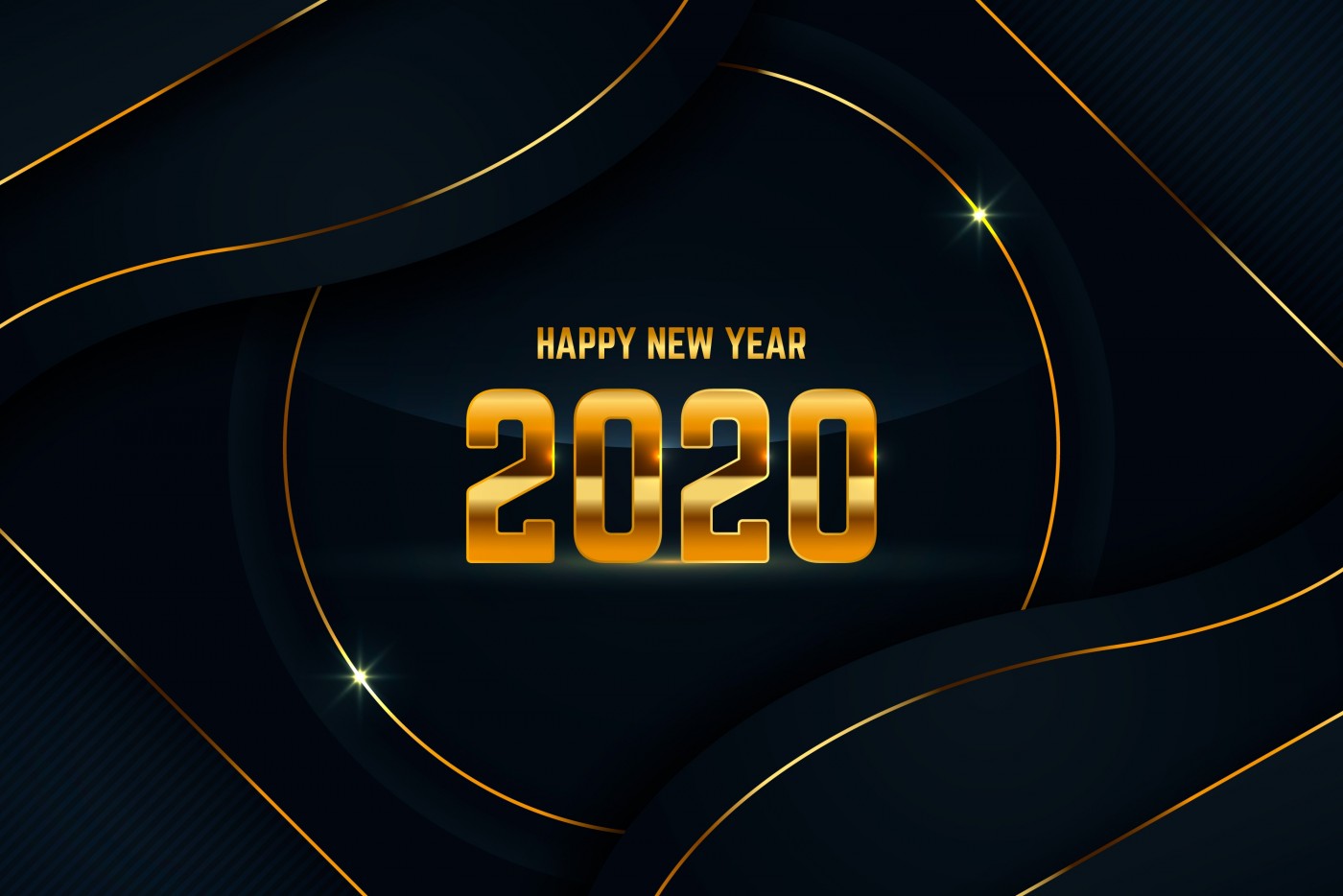 流畅动感的2020金箔字贺岁素材图片