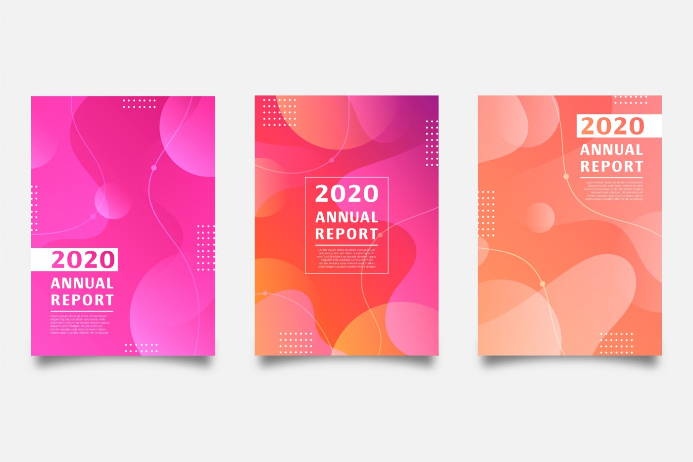 带有多彩设计的动感曲线年度报告模板素材下载图片