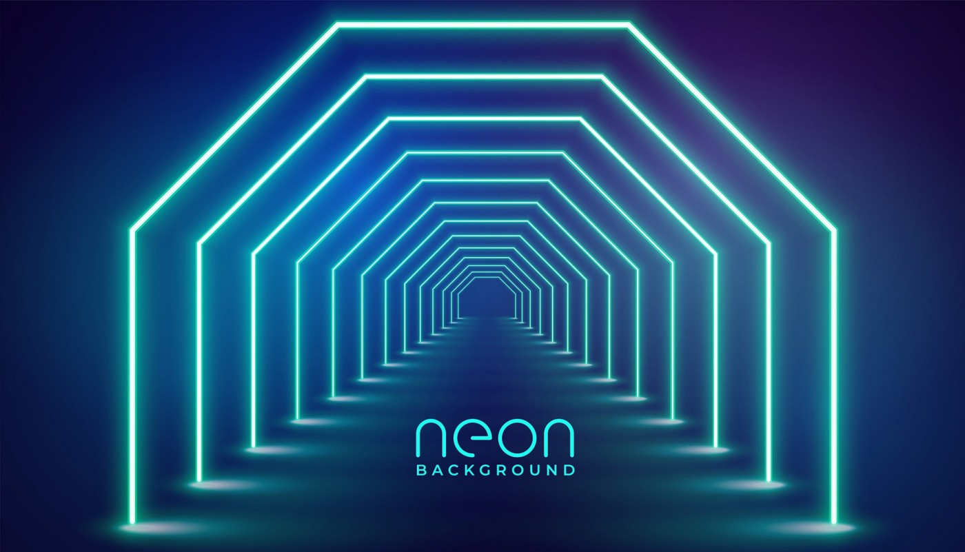 未来几何霓虹灯光舞台封面大图