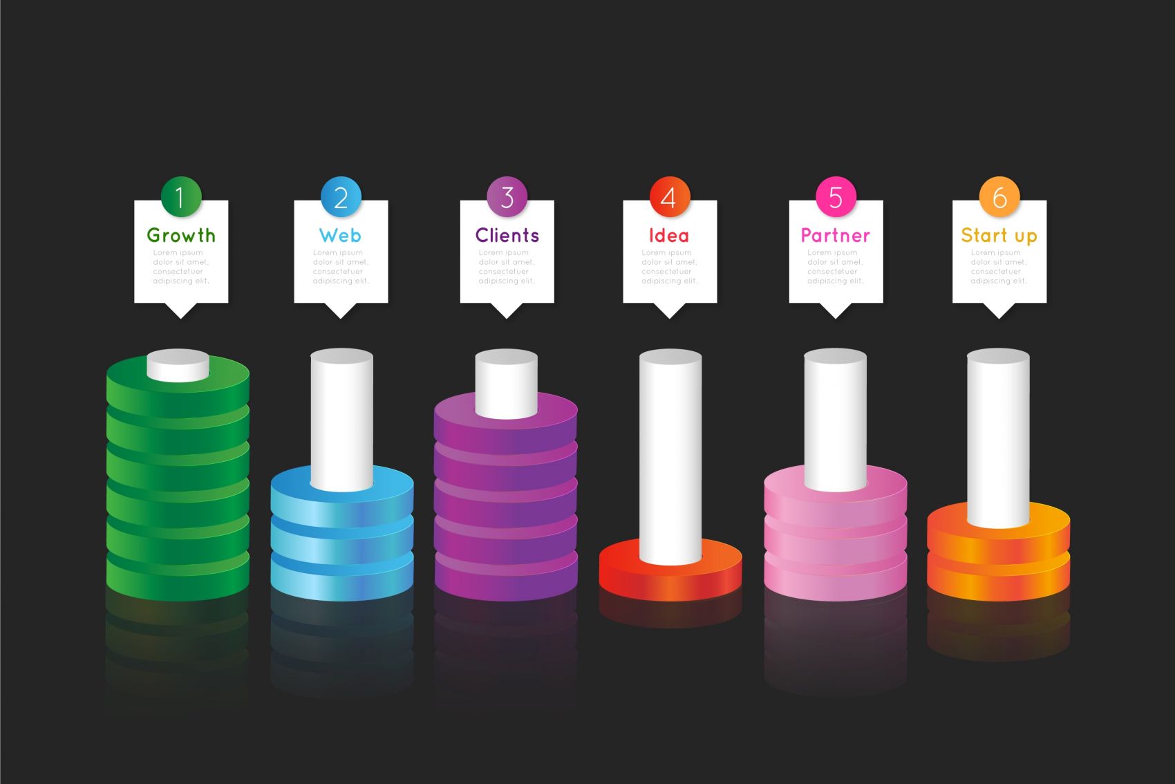 五彩的圆柱体数字标签素材图片