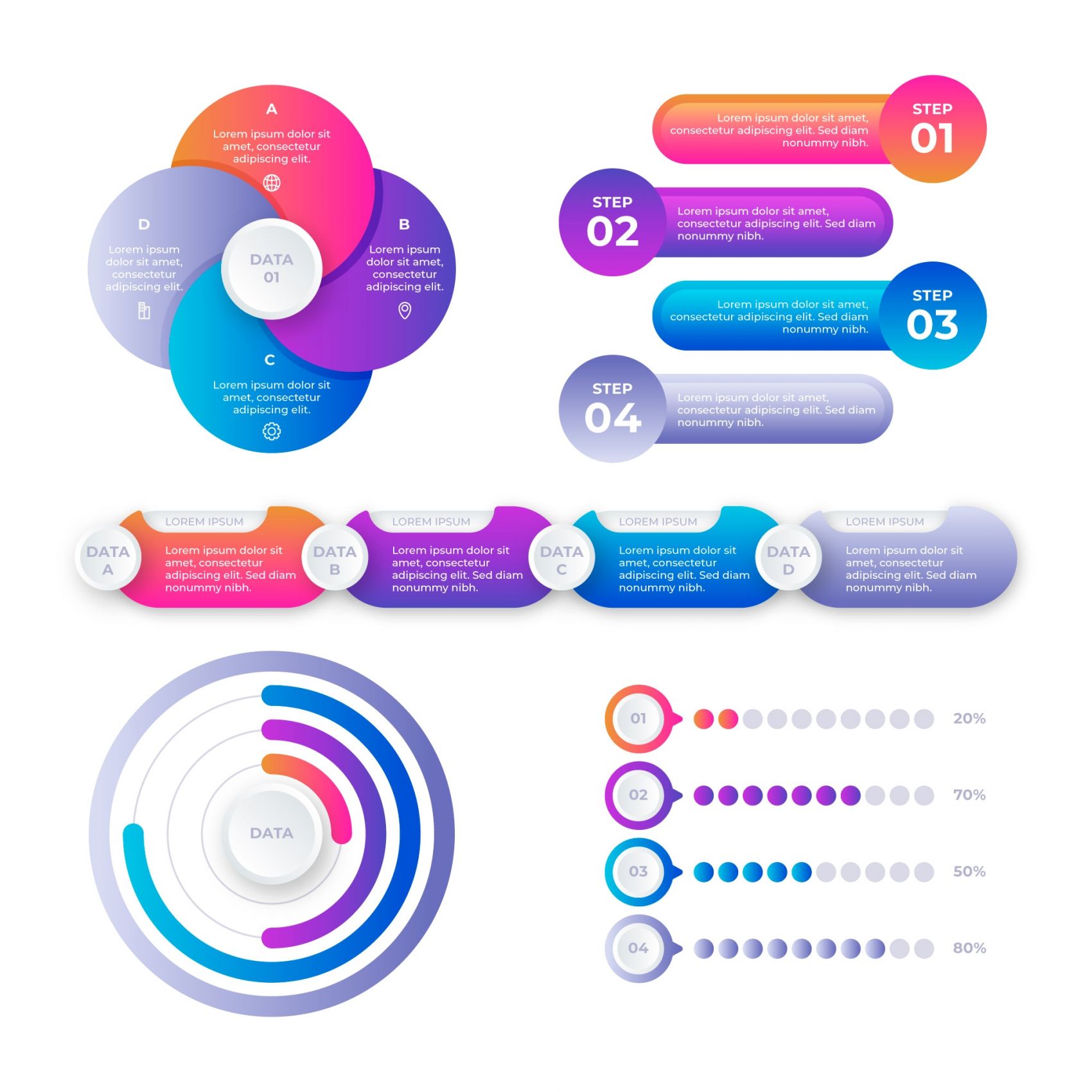 五彩绚丽的信息图表素材图片