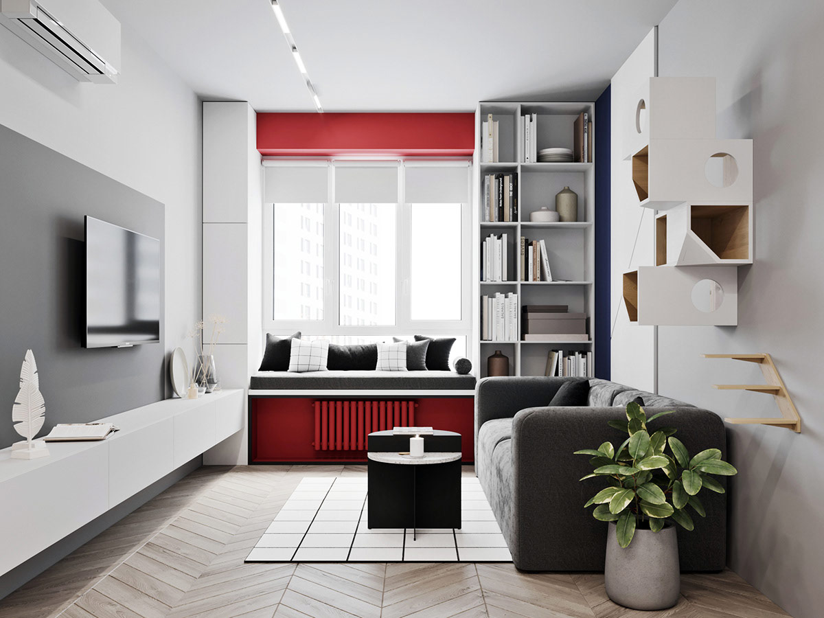 用红色和蓝色提升的家居装饰---酷图编号26