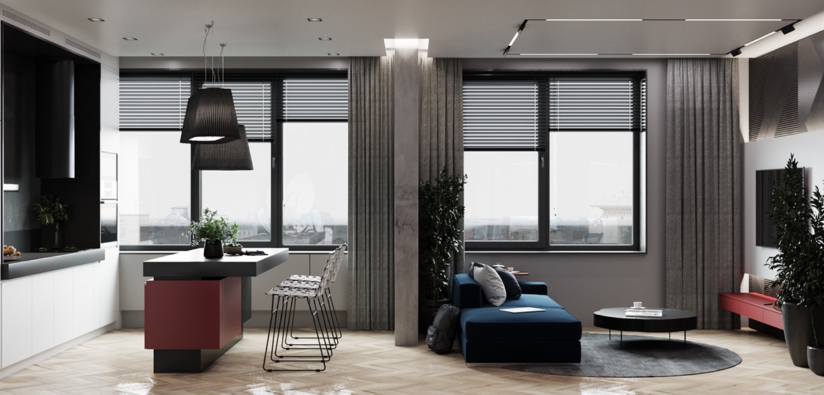 用红色和蓝色提升的家居装饰---酷图编号11