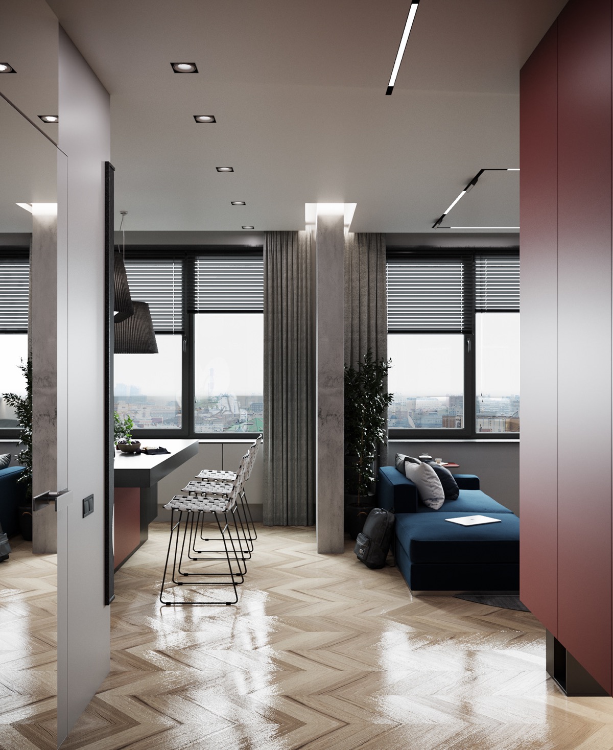 用红色和蓝色提升的家居装饰---酷图编号5