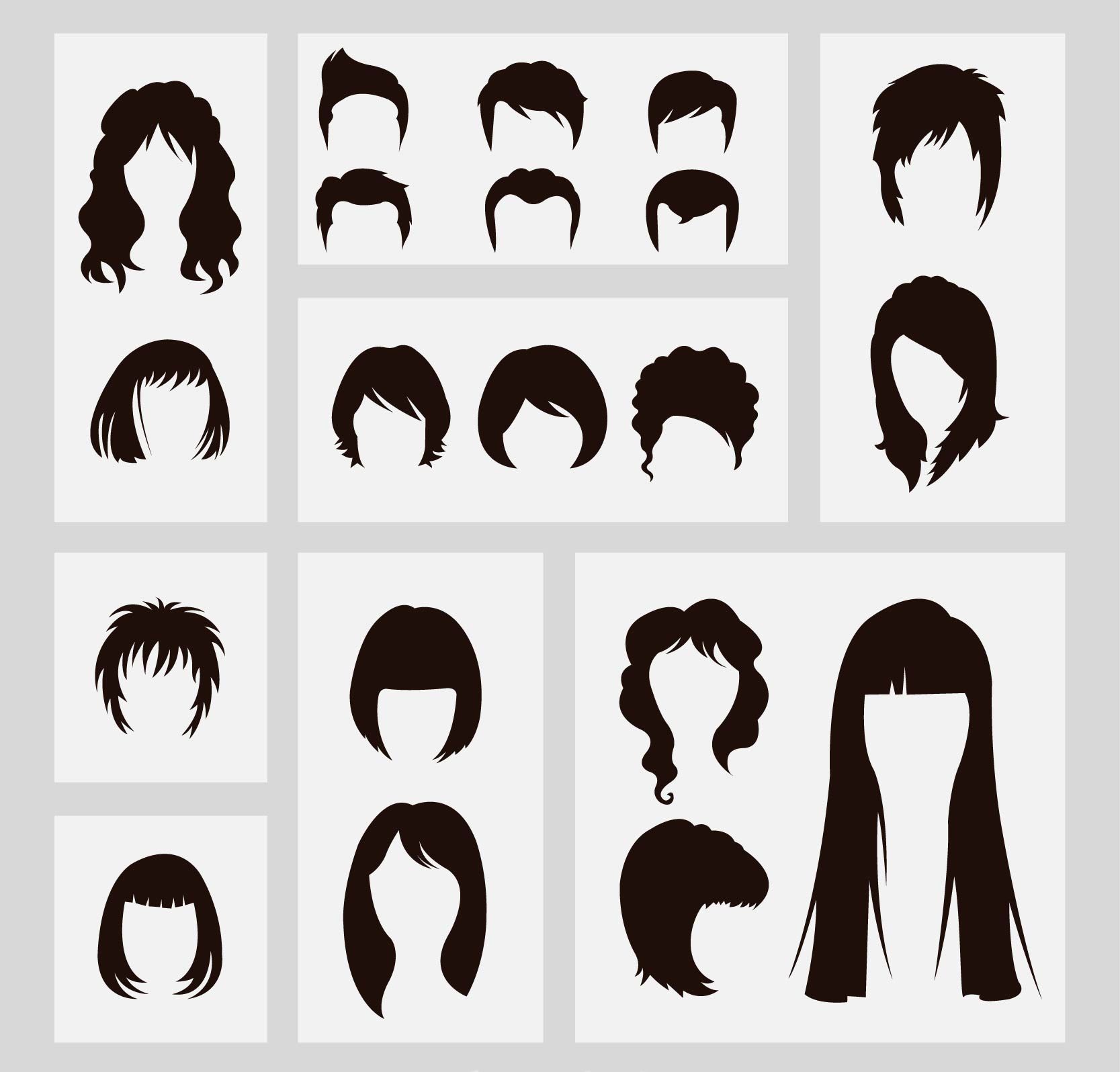 时尚女性卡通发型素材下载图片