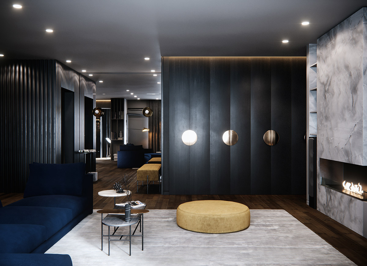 用蓝色和黄色装饰美化的房屋---酷图编号23