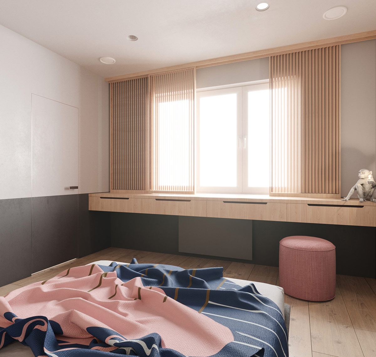 带有酷炫独特设计功能的粉色和灰色居家室内设计---酷图编号15