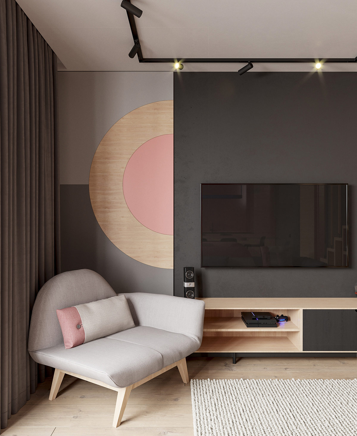 带有酷炫独特设计功能的粉色和灰色居家室内设计---酷图编号14