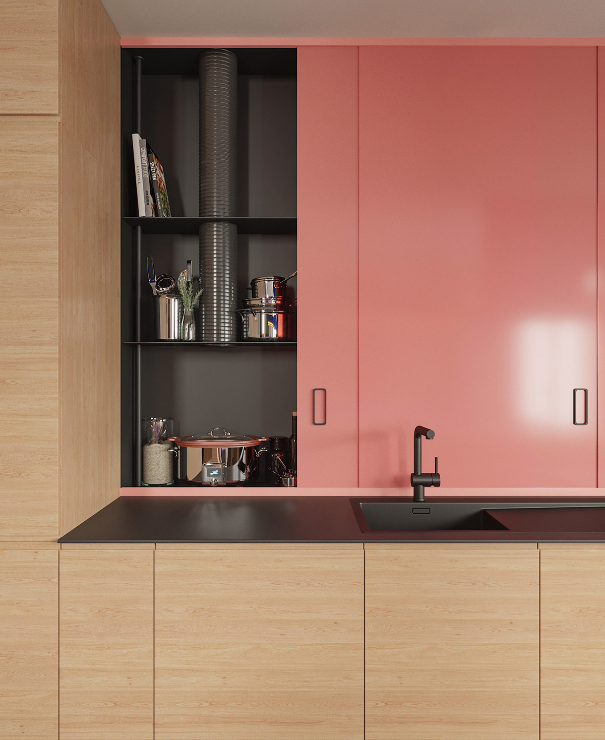 带有酷炫独特设计功能的粉色和灰色居家室内设计---酷图编号11