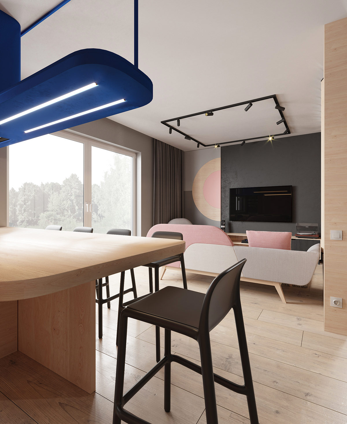 带有酷炫独特设计功能的粉色和灰色居家室内设计---酷图编号9