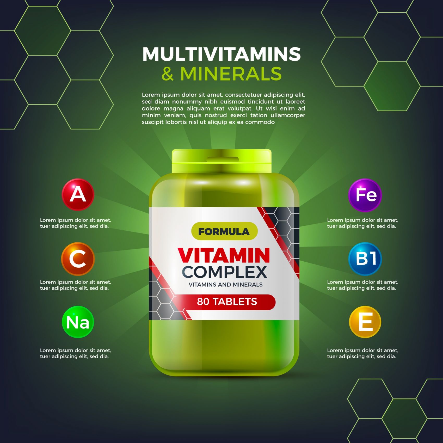 蜂窝状维生素药品包装素材封面大图