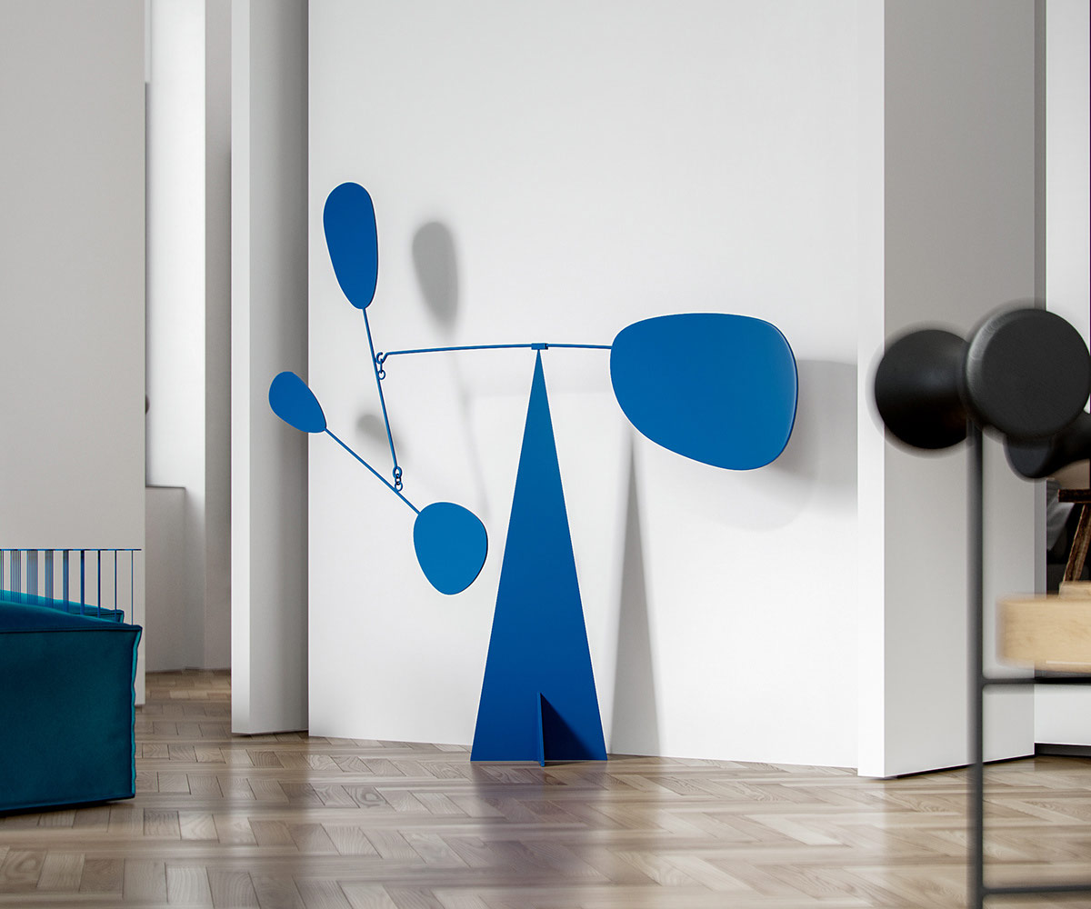 带有蓝色装饰的90平米以下单卧室公寓---酷图编号32