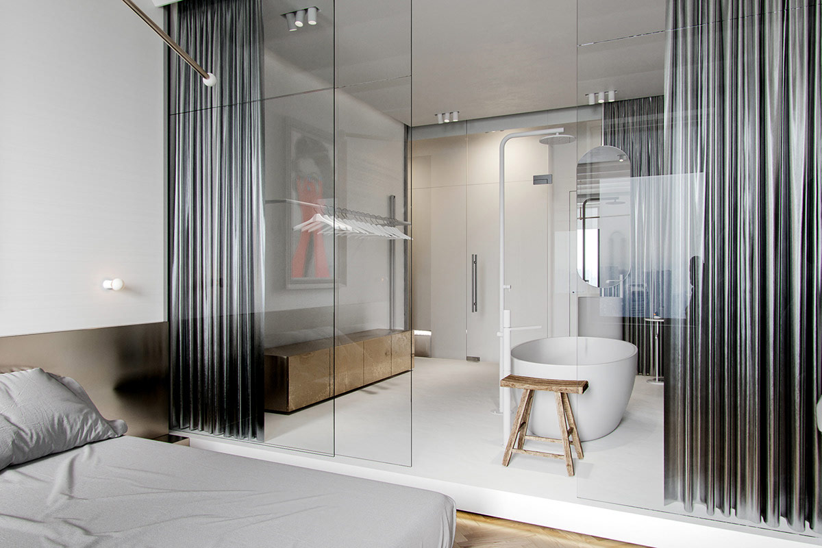 带有蓝色装饰的90平米以下单卧室公寓---酷图编号26