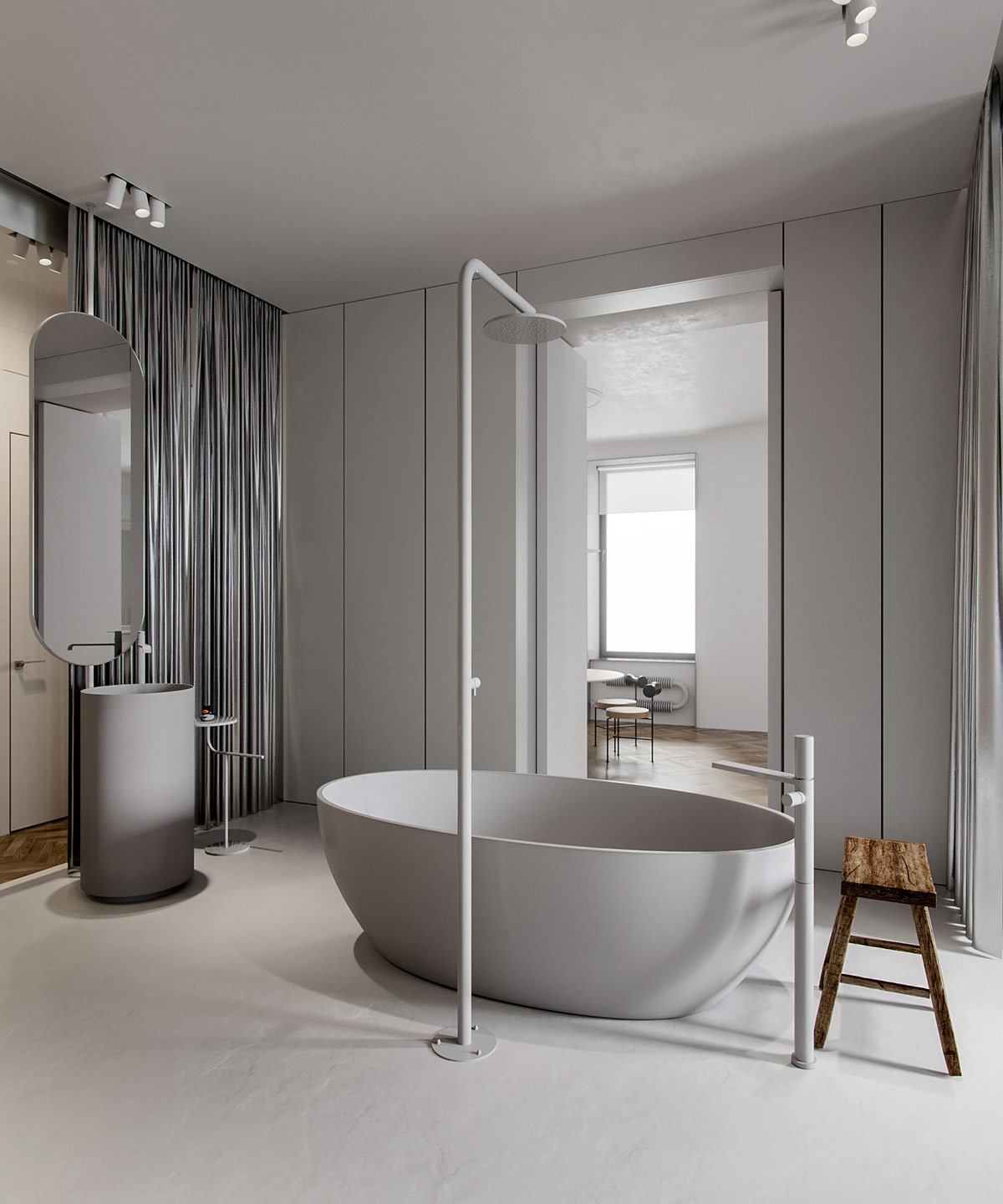 带有蓝色装饰的90平米以下单卧室公寓---酷图编号24