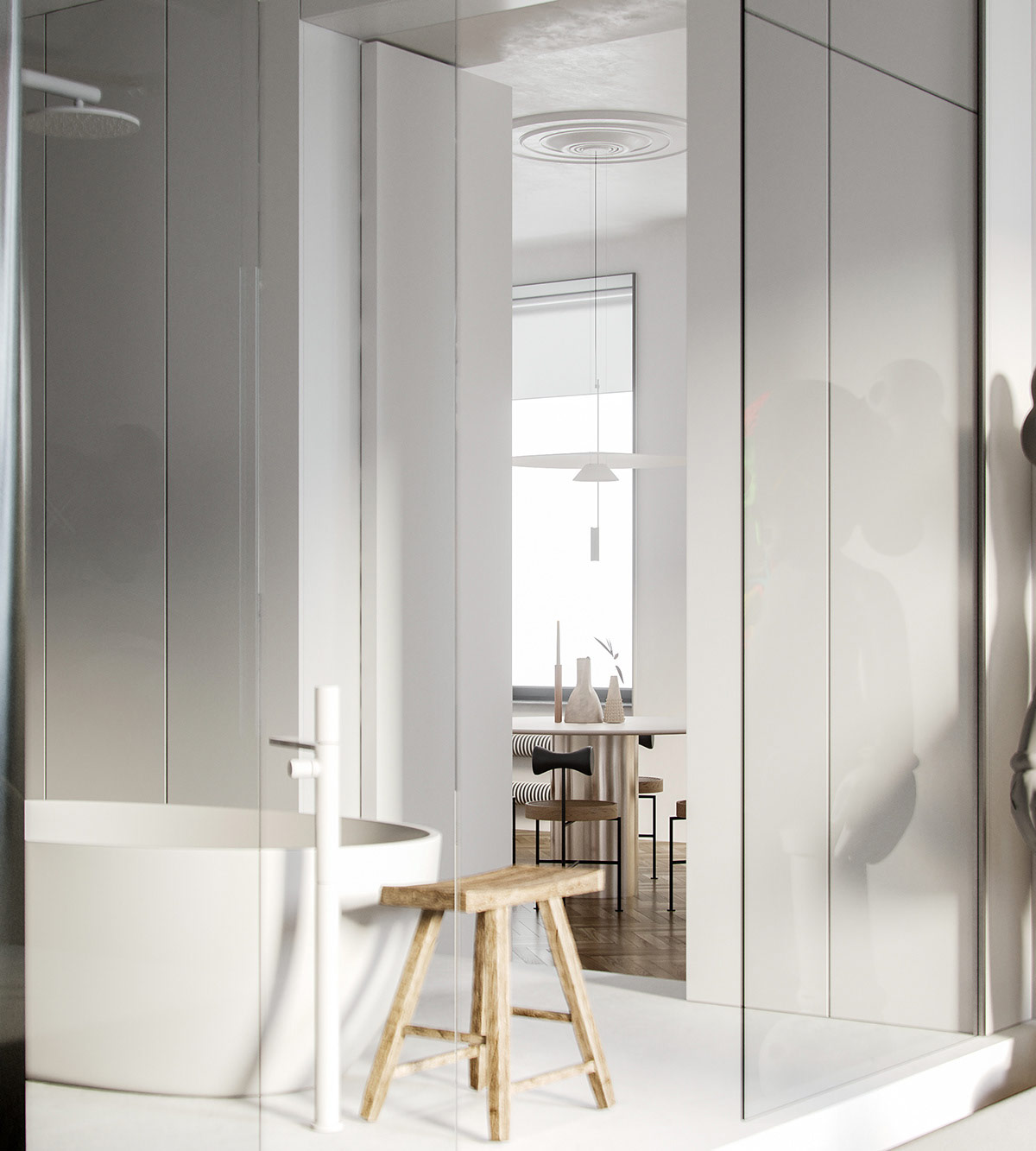 带有蓝色装饰的90平米以下单卧室公寓---酷图编号21