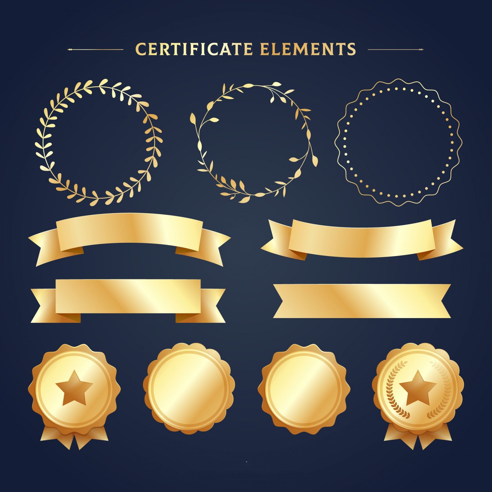 金色豪华证书元素图片