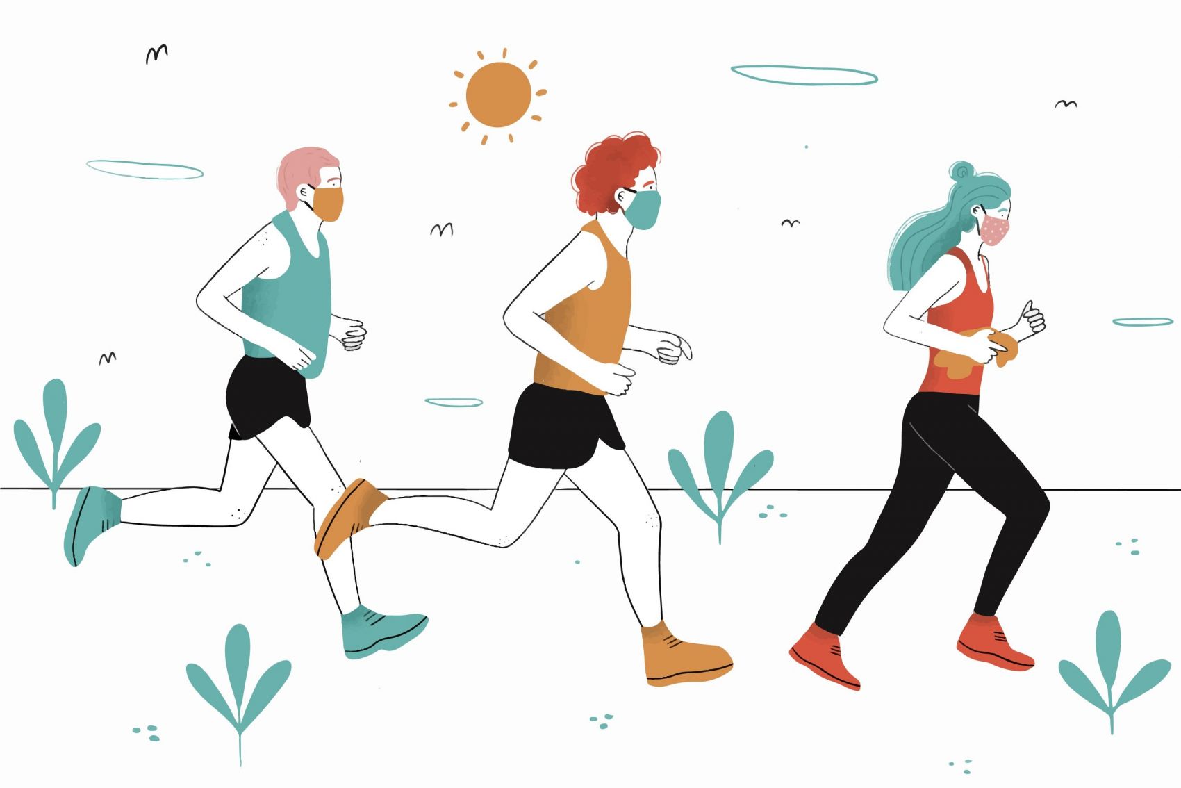 带医疗口罩的跑步者封面大图