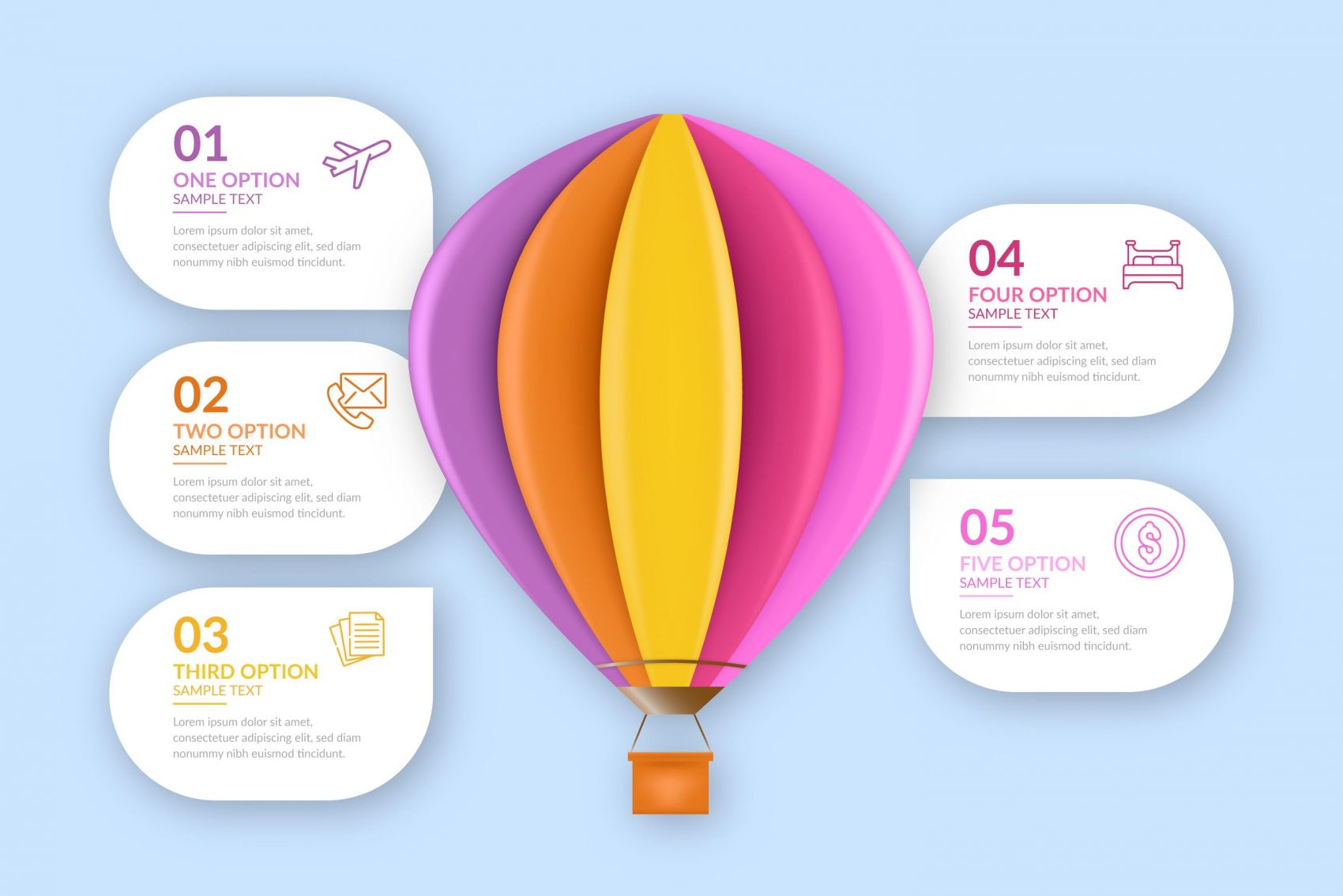 彩色的热气球数字步骤素材图片