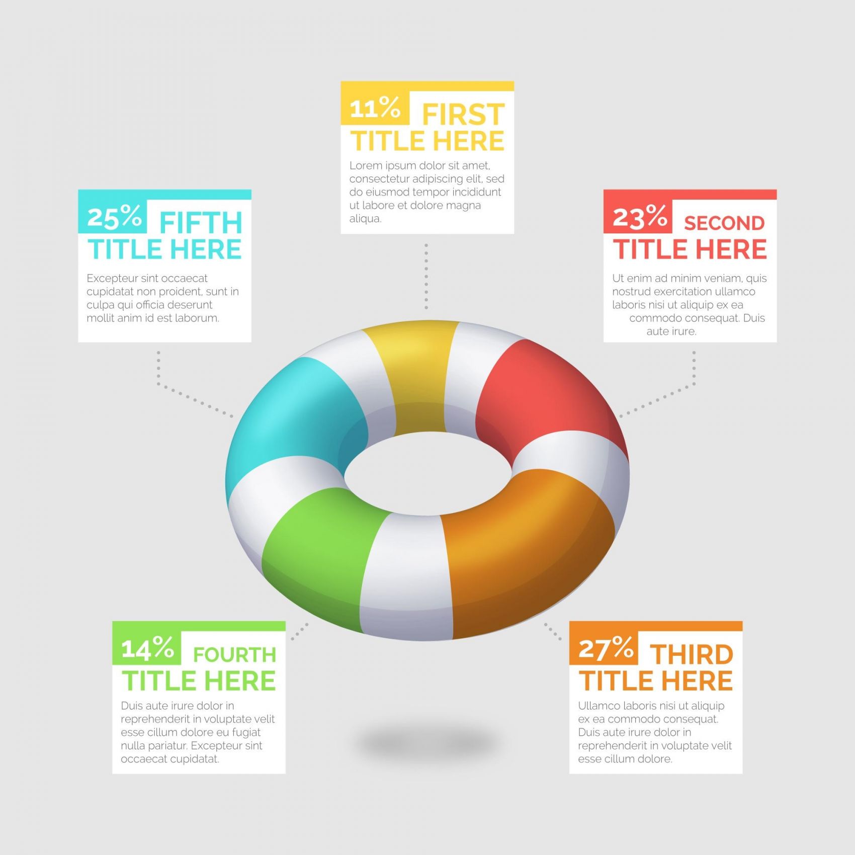 五彩甜甜圈风格信息图表矢量下载图片