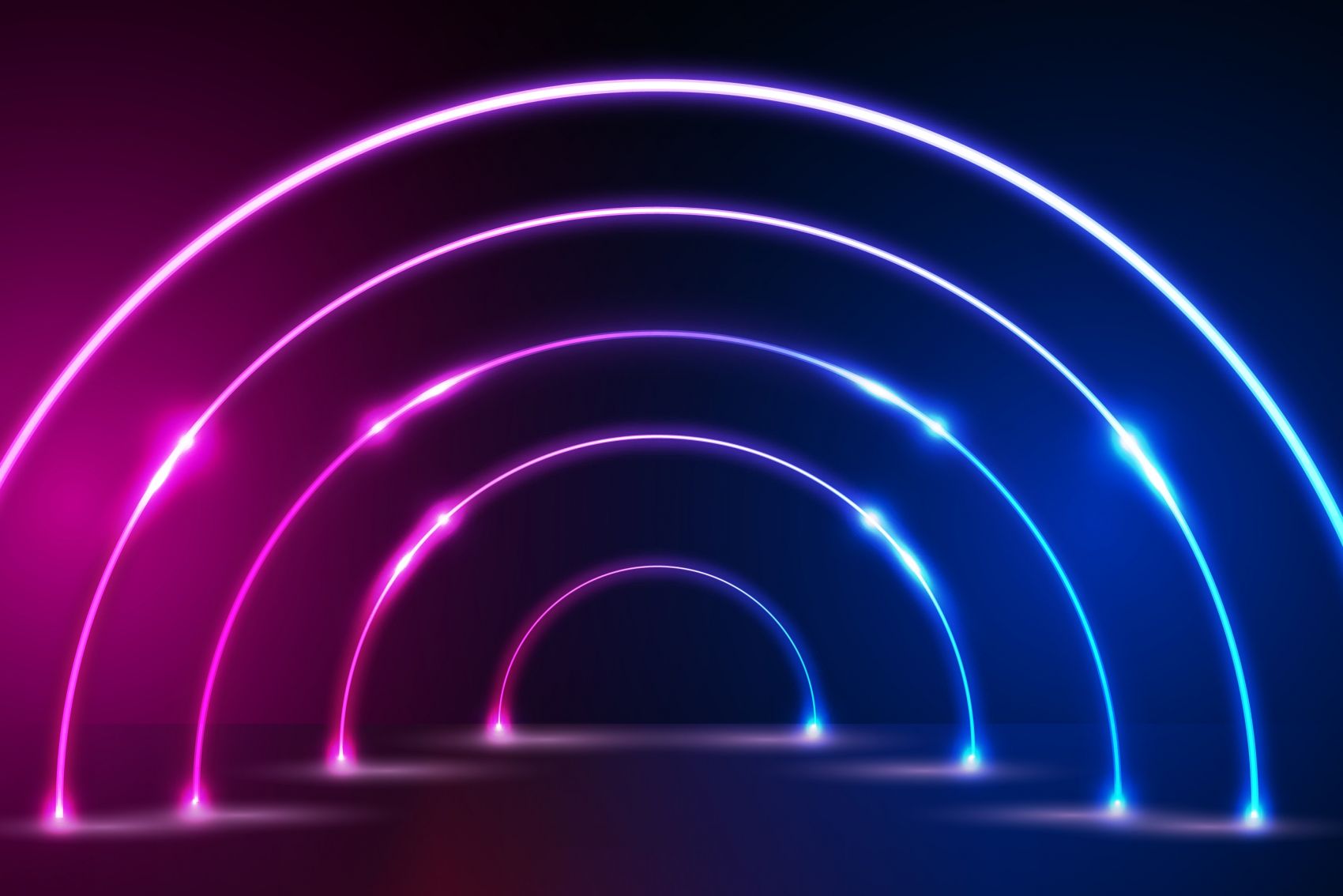 蓝紫拱形的霓虹灯隧道素材图片