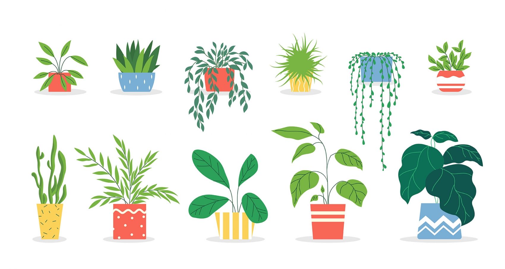 绿色卡通盆栽植物素材 欧莱凯设计网 08php Com