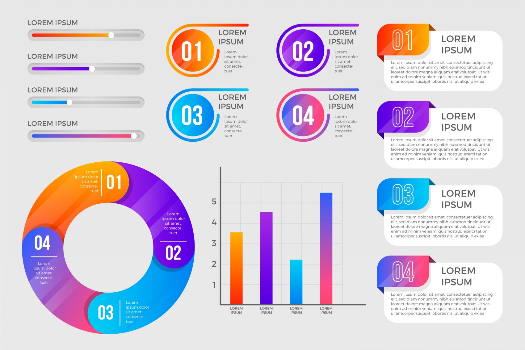 五彩渐变的圆形信息图表图片