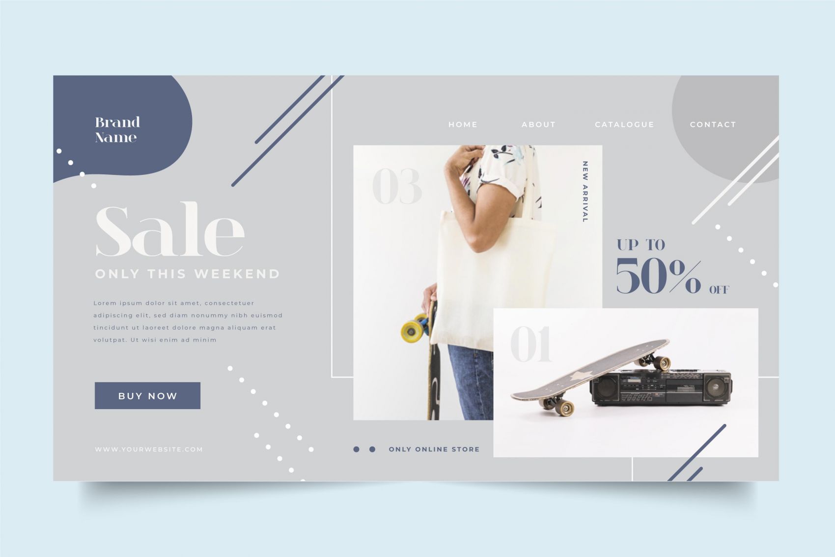 灰色时尚优惠券宣传海报素材图片