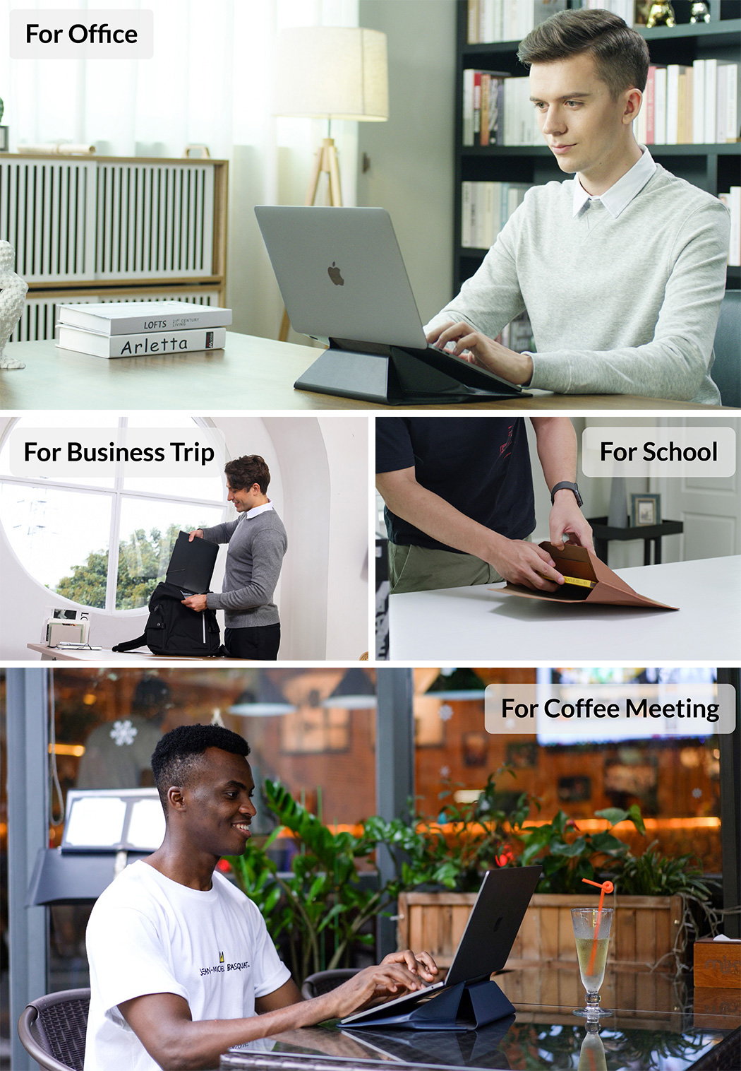 可以根据最适合您的角度将支架设置为两个角度之一。 21个内置磁铁可按您选择的角度固定便携套,袖子坚固的设计可以承受10公斤(或22磅)的向下压力,并可以承受1000倍的折叠力,同时仍保持崭新的外观