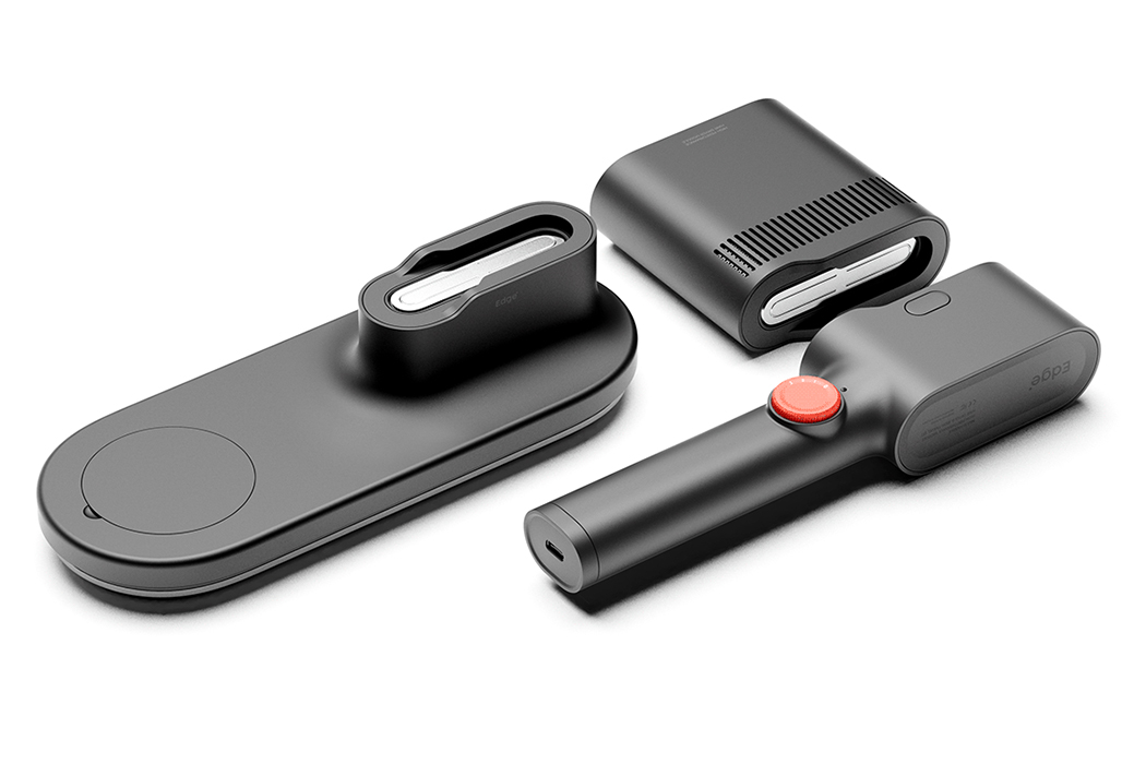 它将两种产品的结构相似性组合为一个,并使用一个电源运行两者。拨号按钮使两种用途的热量调节都很容易。由于此带有模块的产品必须同时用作熨斗和吹风机,因此团队增加了一个按钮,即使它只有一个手柄,也可以让用户操作而不会感到困惑。与大多数设备一样,可以使用通用USB-C电缆对其进行充电。