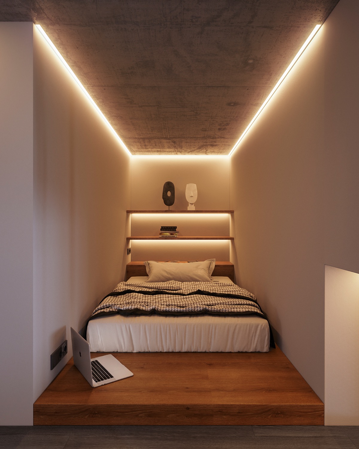 结合玻璃墙房间的混凝土单色内饰---酷图编号1324471