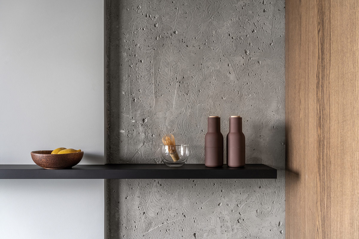 结合玻璃墙房间的混凝土单色内饰---酷图编号1324501