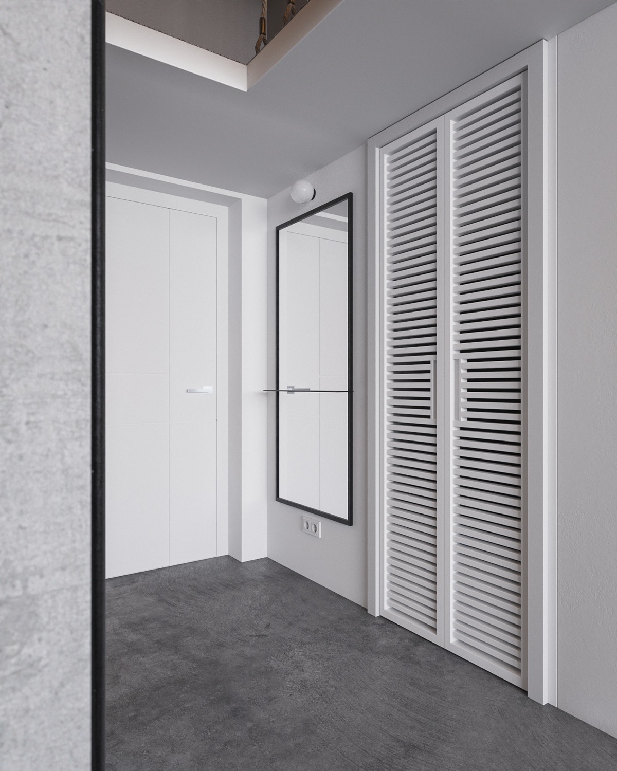 结合玻璃墙房间的混凝土单色内饰---酷图编号1324502