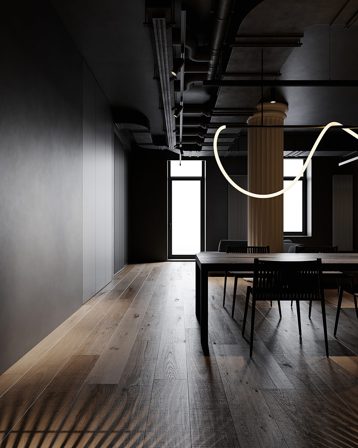 用黑色和灰色装饰塑造的深色光滑室内设计---酷图编号37