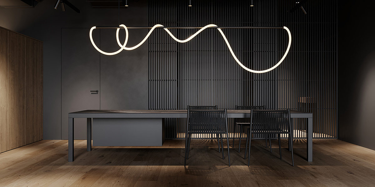 用黑色和灰色装饰塑造的深色光滑室内设计---酷图编号32