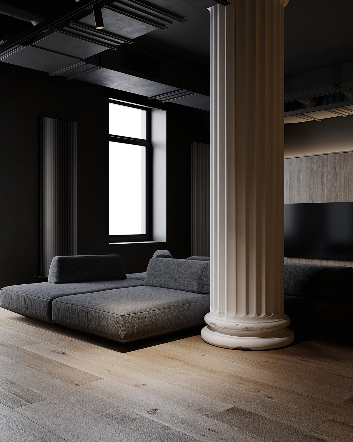 用黑色和灰色装饰塑造的深色光滑室内设计---酷图编号17