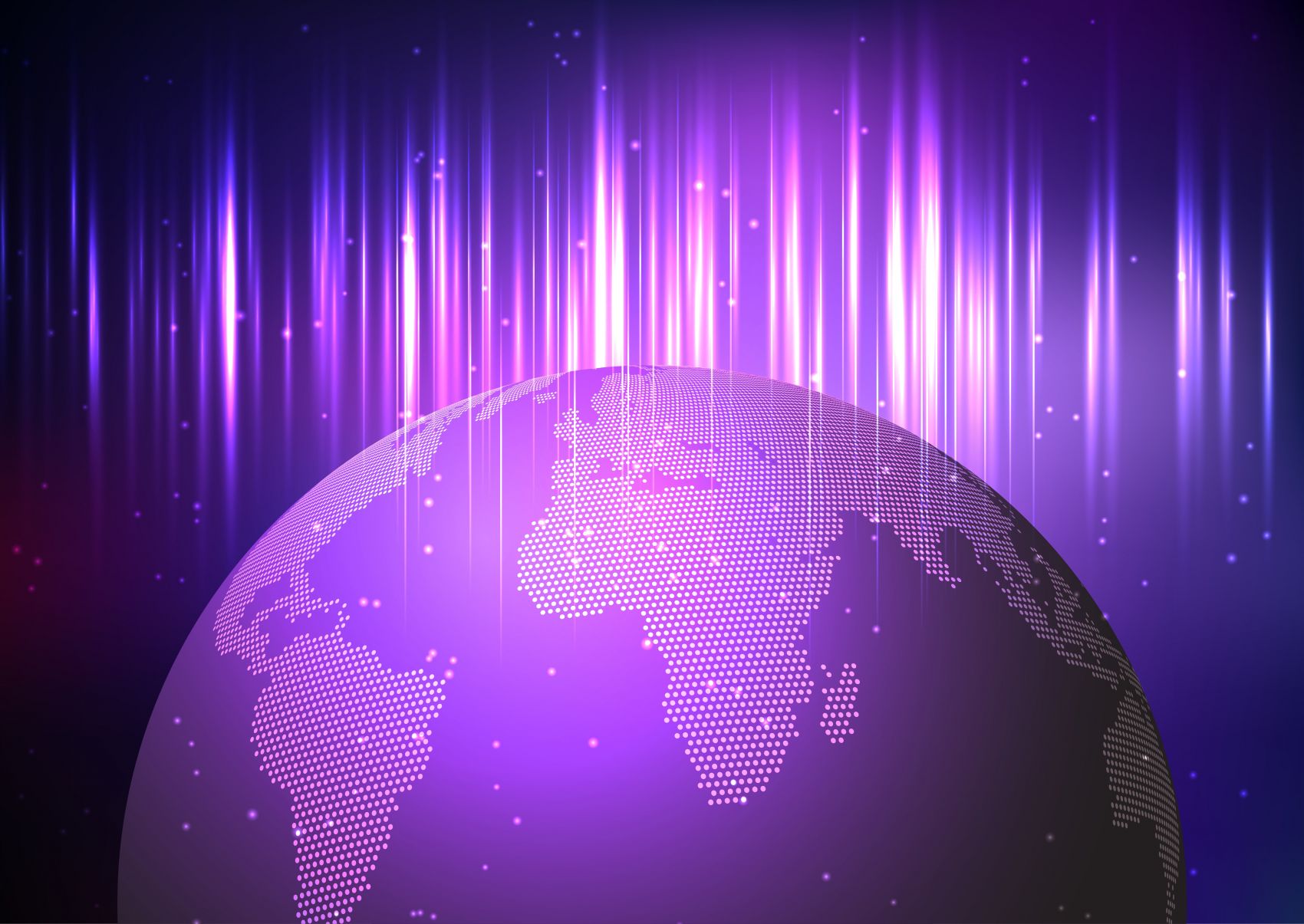 紫色光芒的地球图片