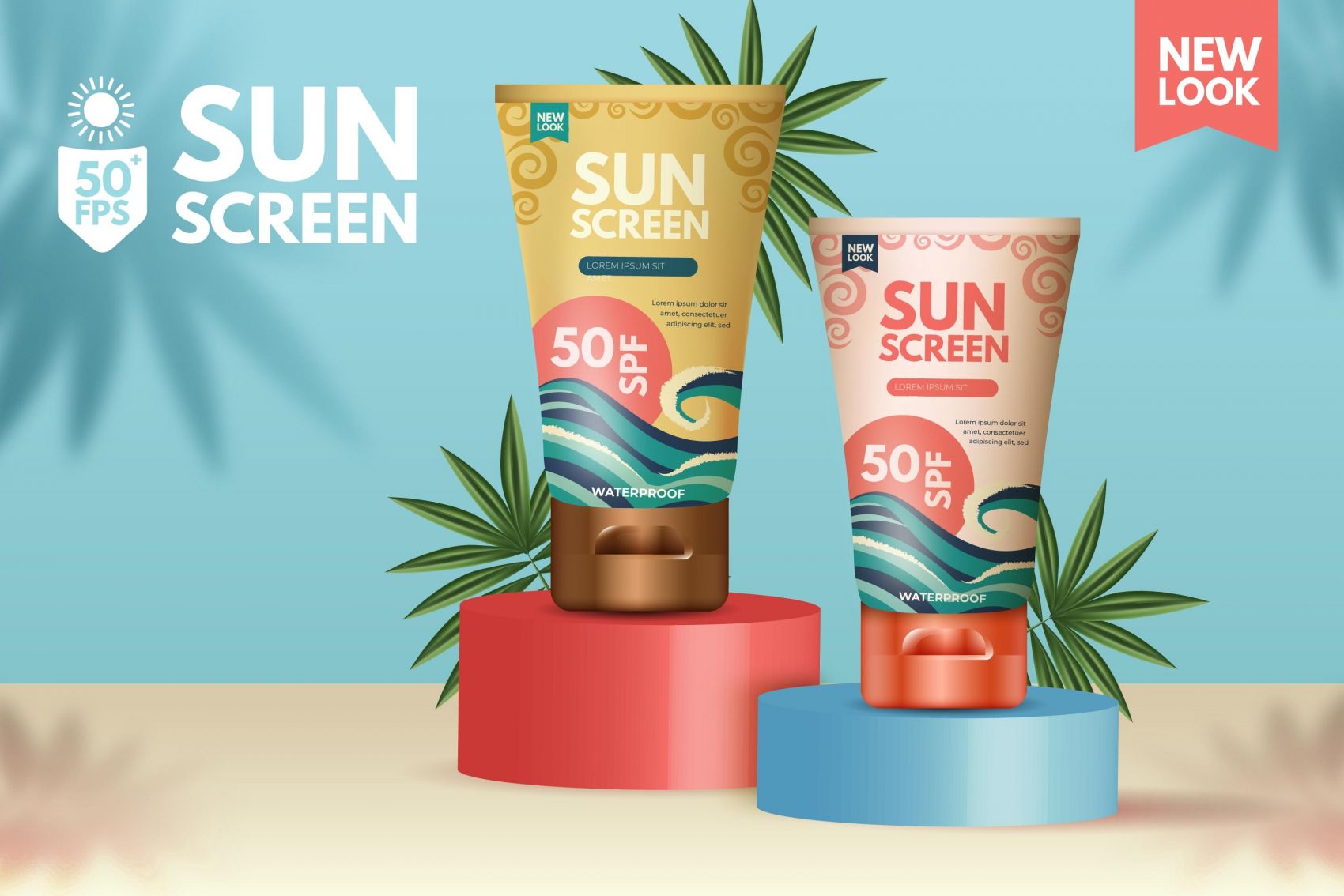 逼真的防晒产品广告素材封面大图