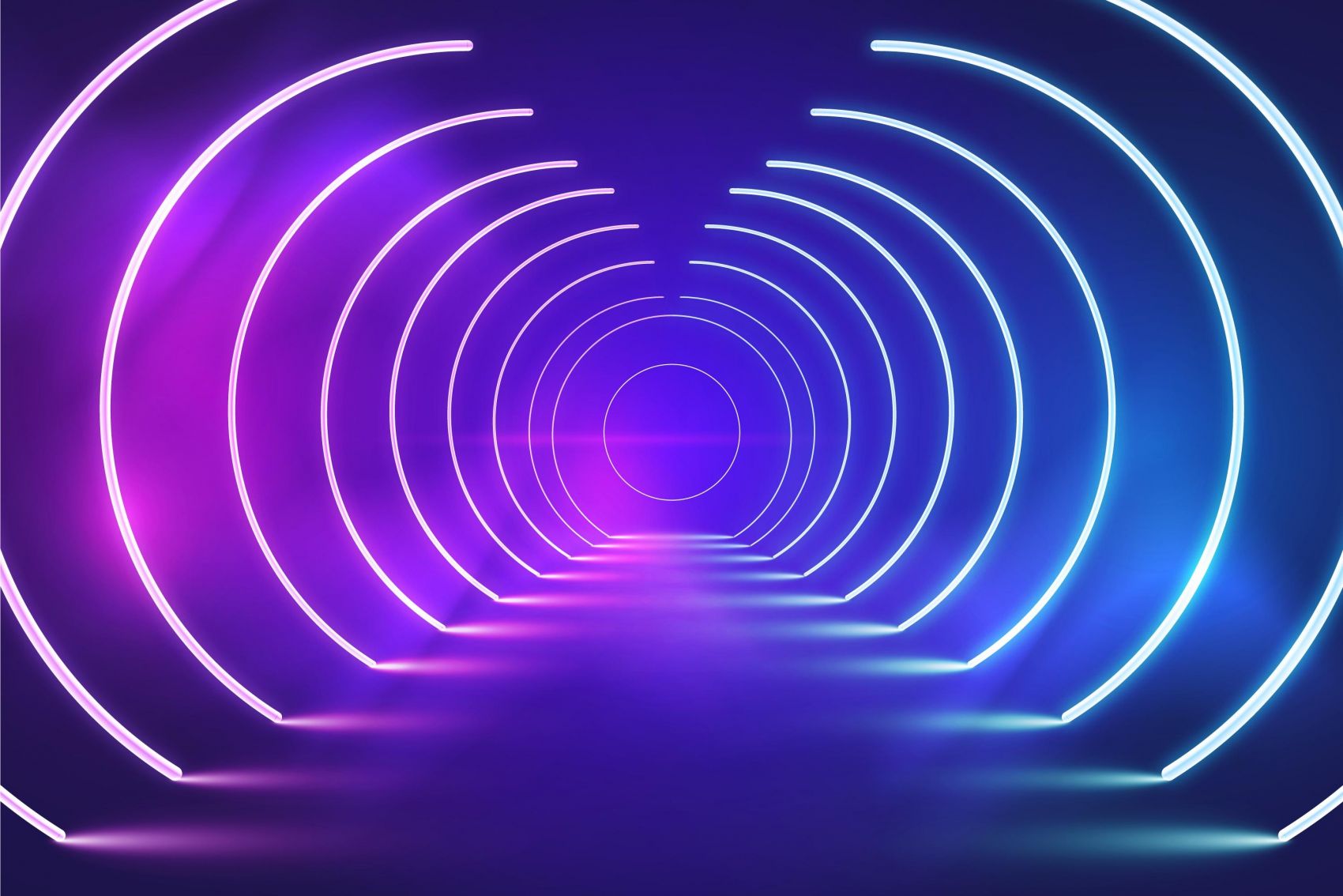 拱形霓虹灯过道素材图片