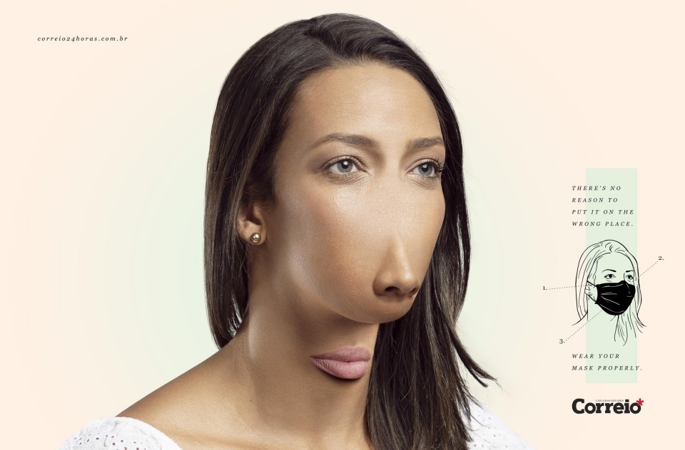 没有理由将其放置在错误的位置,请正确戴口罩-Correio da Bahia报纸平面广告图片